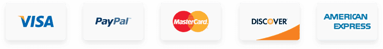 Visa, PayPal, Mastercard, Discover, American Express accepted